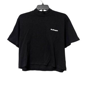 Madhappy Black Cropped Tee with White Logo